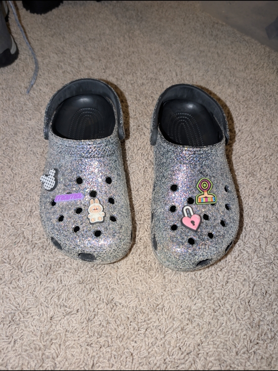 CROCS Shoes - CROCS Silver/Black Glitter